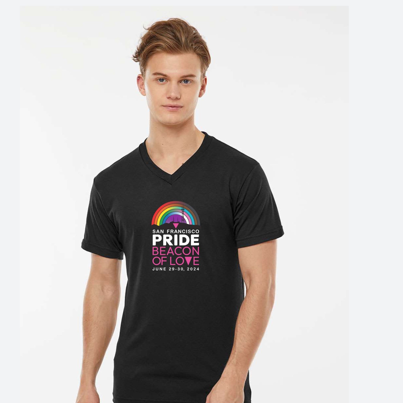 Adult Fashion V-Neck Tee -Black- 2024 Beacon of Love